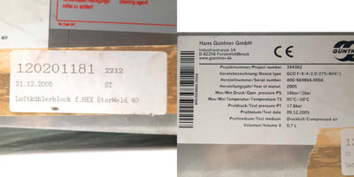 Used Rofin 120201181 LASER Radiator/Heat Exchanger, Ø12mm Pipe, for Rofin Starweld 40