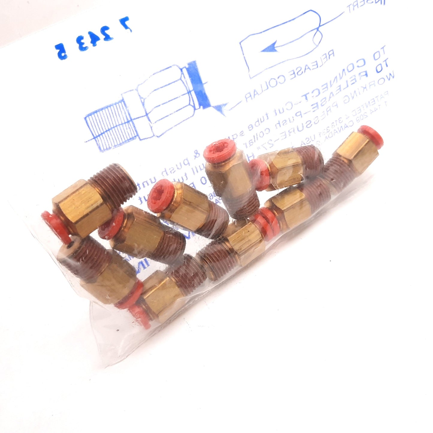 New Lot of 10 Nycoil PART-50-56822 Push-Connect Fitting, 1/8" NPT to 1/8" Tube