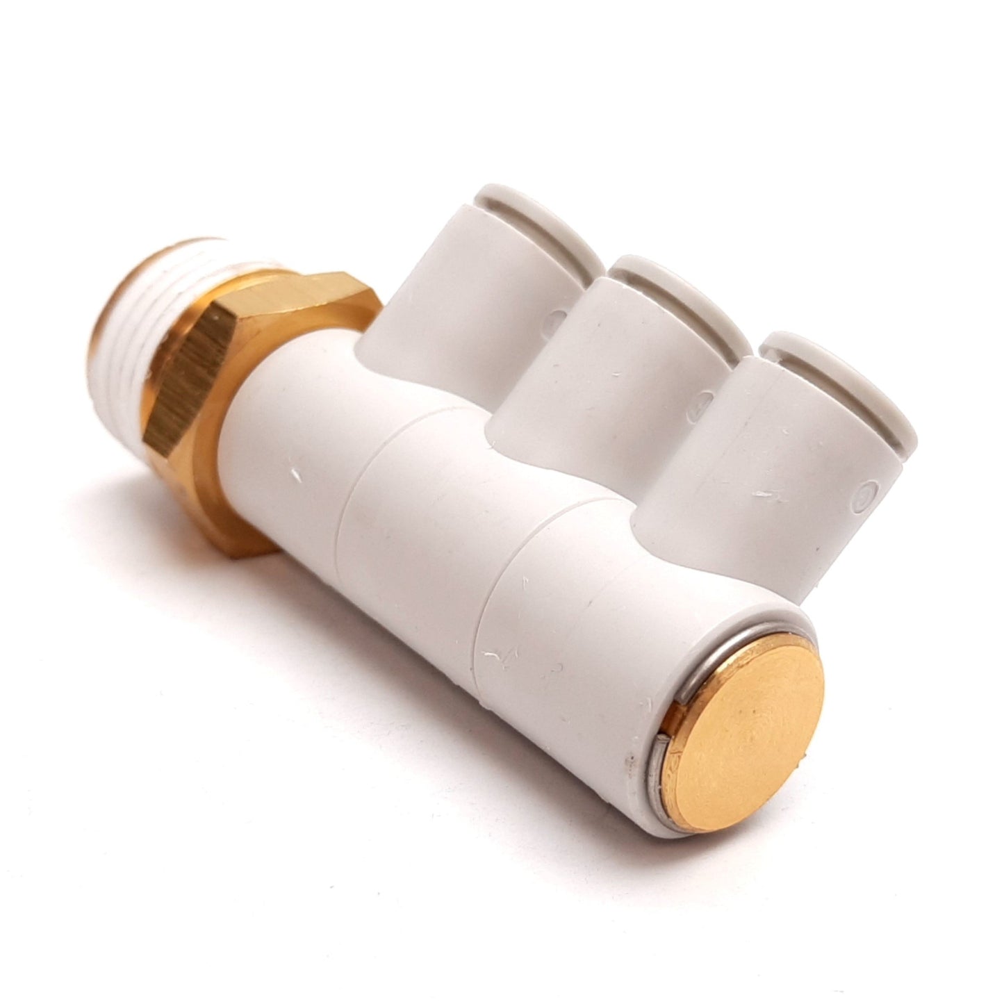 New Lot of 4 SMC KQ2VT08-04AS One-Touch Triple Elbow Fitting, R1/2 to 8mm Tube