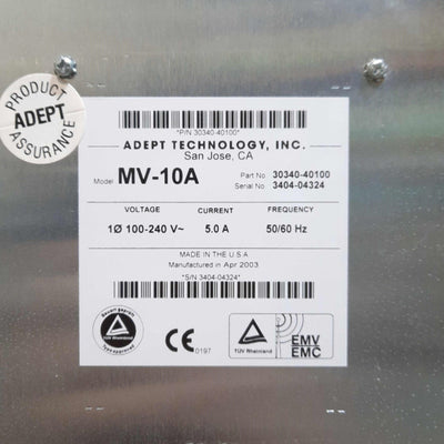 Used Adept 30340-40100 MV-10A Robot Controller Chassis Rack w/Power Supply, 10-Slot