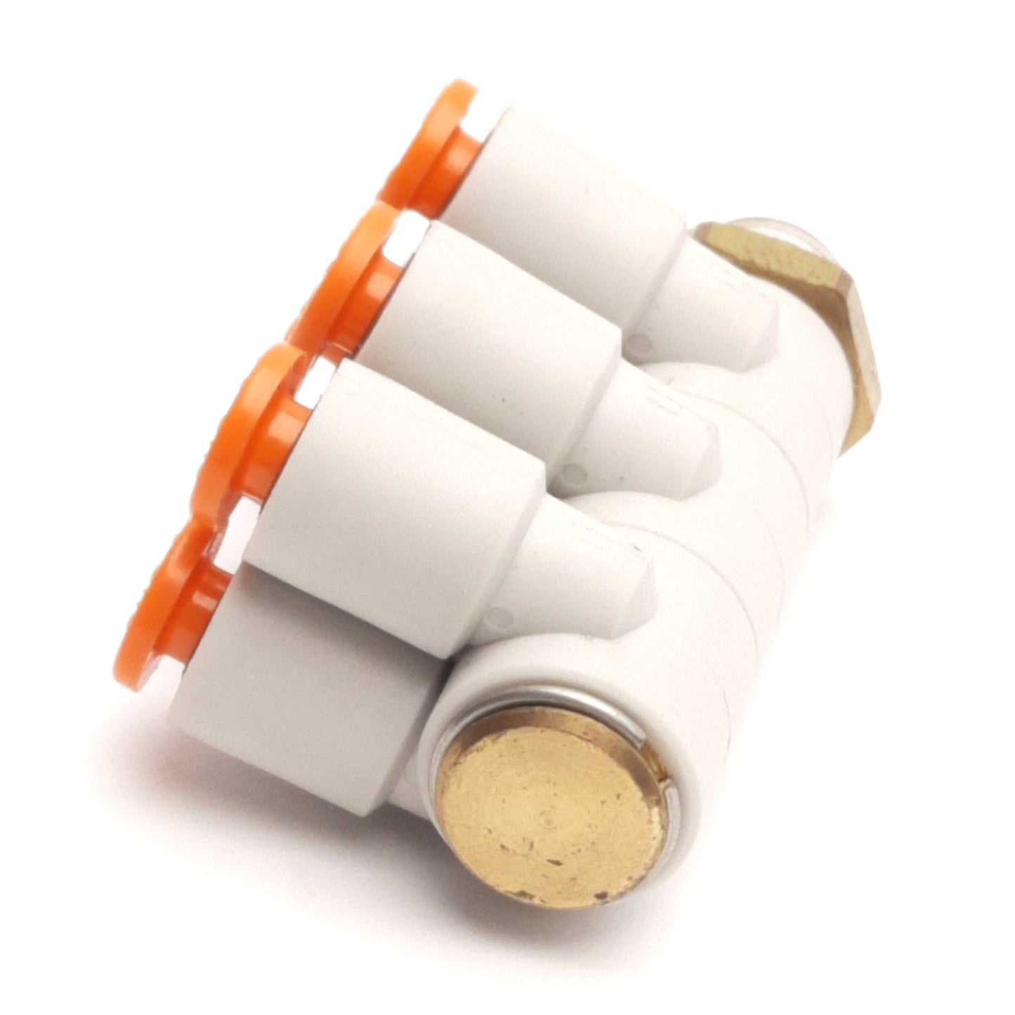 New – Open box SMC KQ2ZT03-34AS Triple Branch Universal Male Elbow, 5/32" P2C to 1/8" NPT