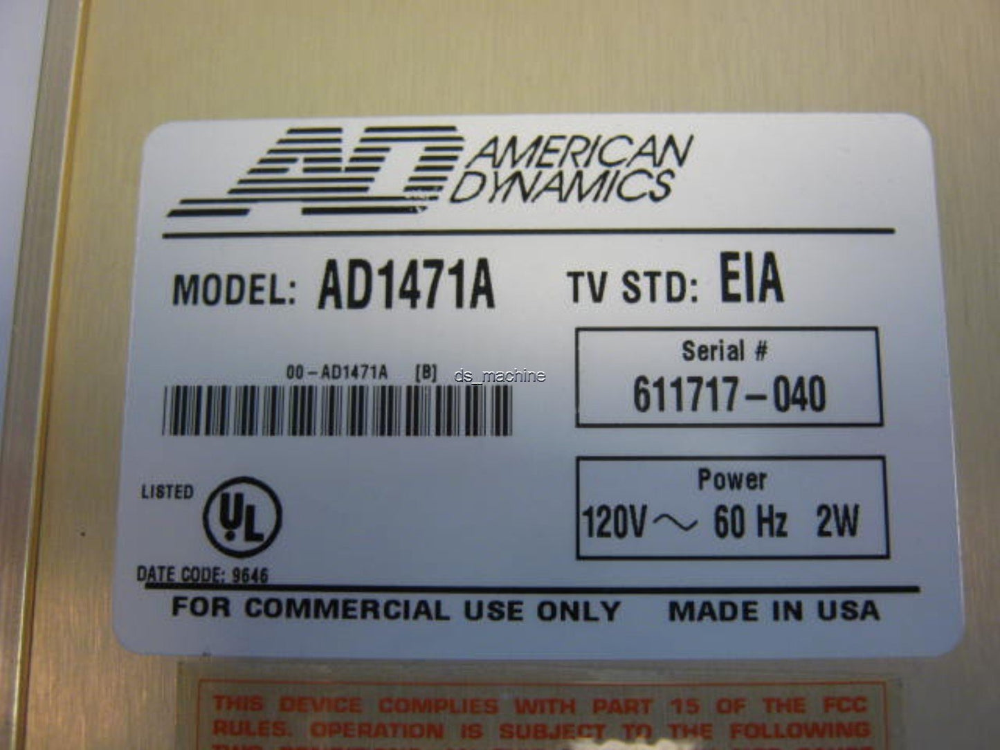 Used American Dynamics AD1471A Picture in Picture Amplifier EIA NTSC 120VAC 2W Remote
