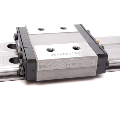 Used THK HRW17 Linear Actuator LM Ball Bearing Slide Carriages (2x) on 470mm Rail