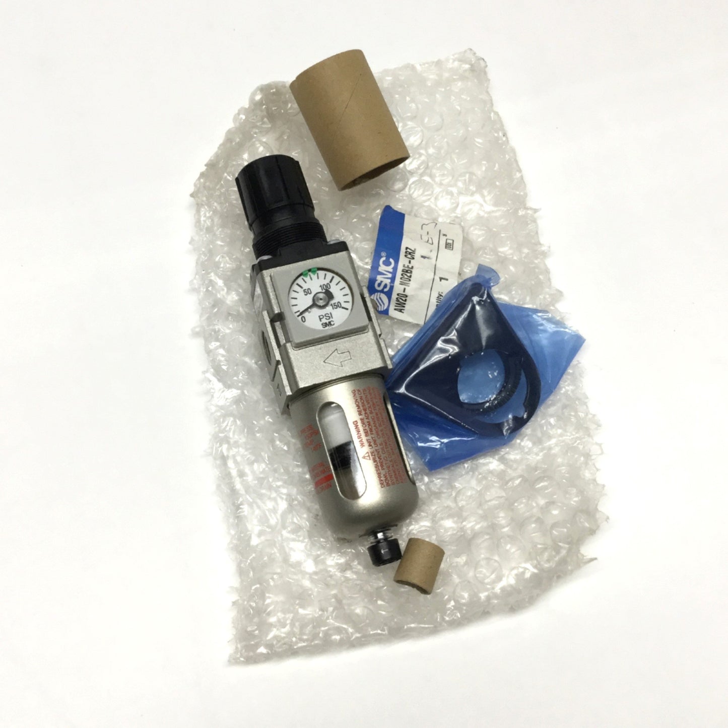 New SMC AW20-N02BE-CRZ Pressure Regulator/Filter, 1/4" NPT, 7-125psi, Built-In Gauge