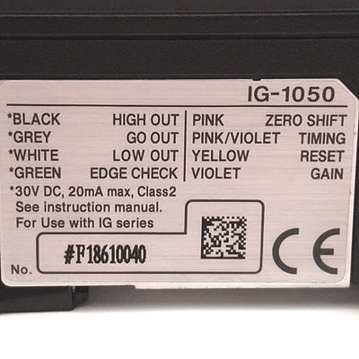 Used Keyence IG-1050 Laser Micrometer Amplifier Unit, 5-Digit Display Red/Green 30VDC