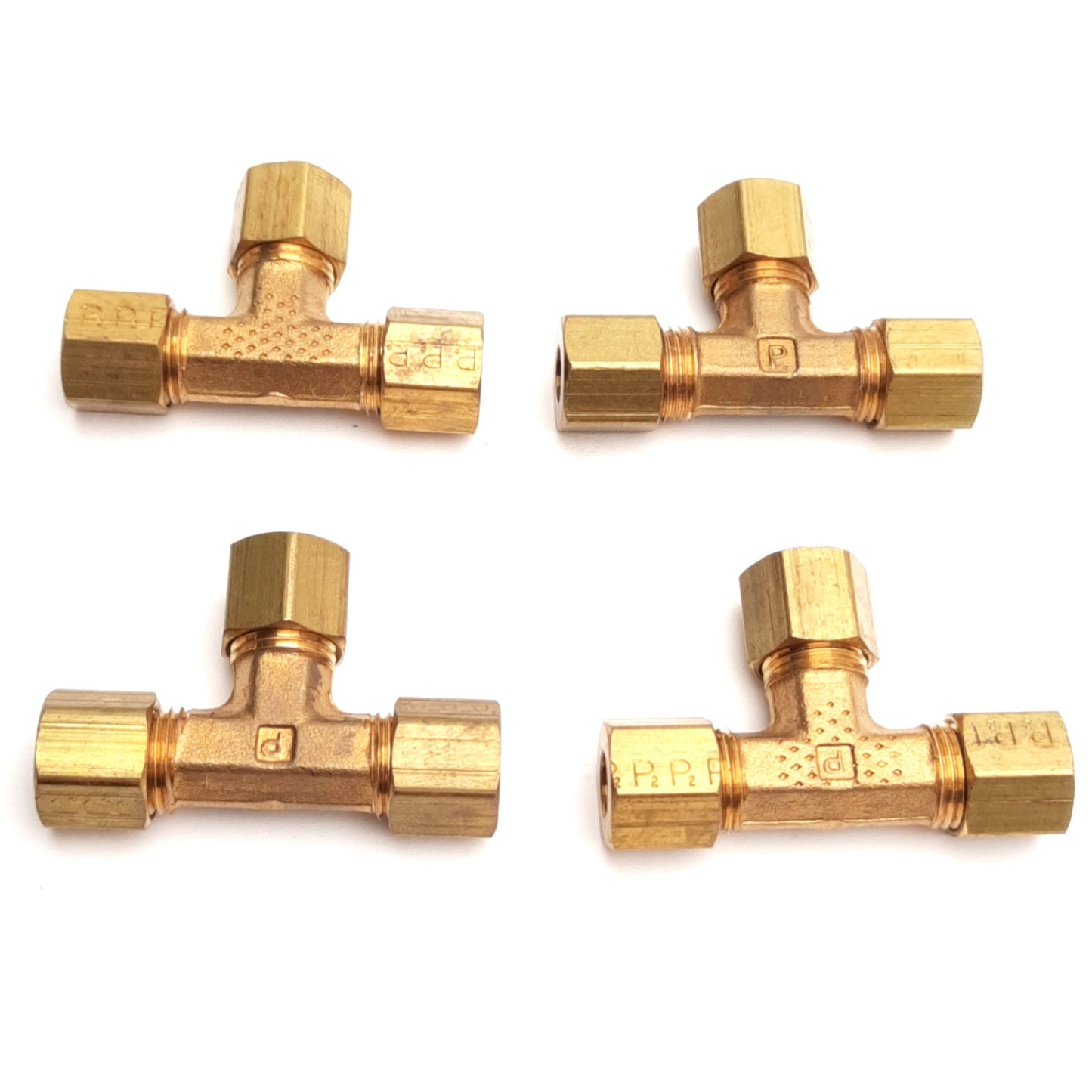 Used Lot of 4 Parker 264C-4 Compression Union Fitting, 1/4" Tubes, 300Psi Max