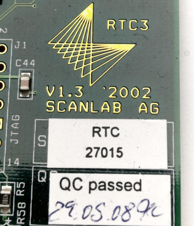 Used Scanlab RTC3 V1.3 PC Interface Board Galvanometer, Controls Lasers and Scan Head