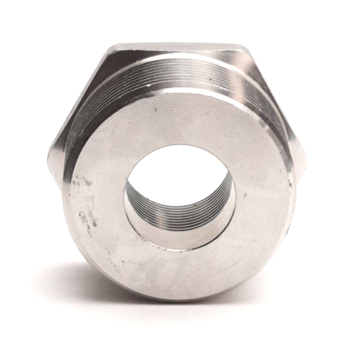 Used Stainless Steel Pipe Reducer Bushing 3/4" Female To 1-1/2" NPT Male, SA180F304