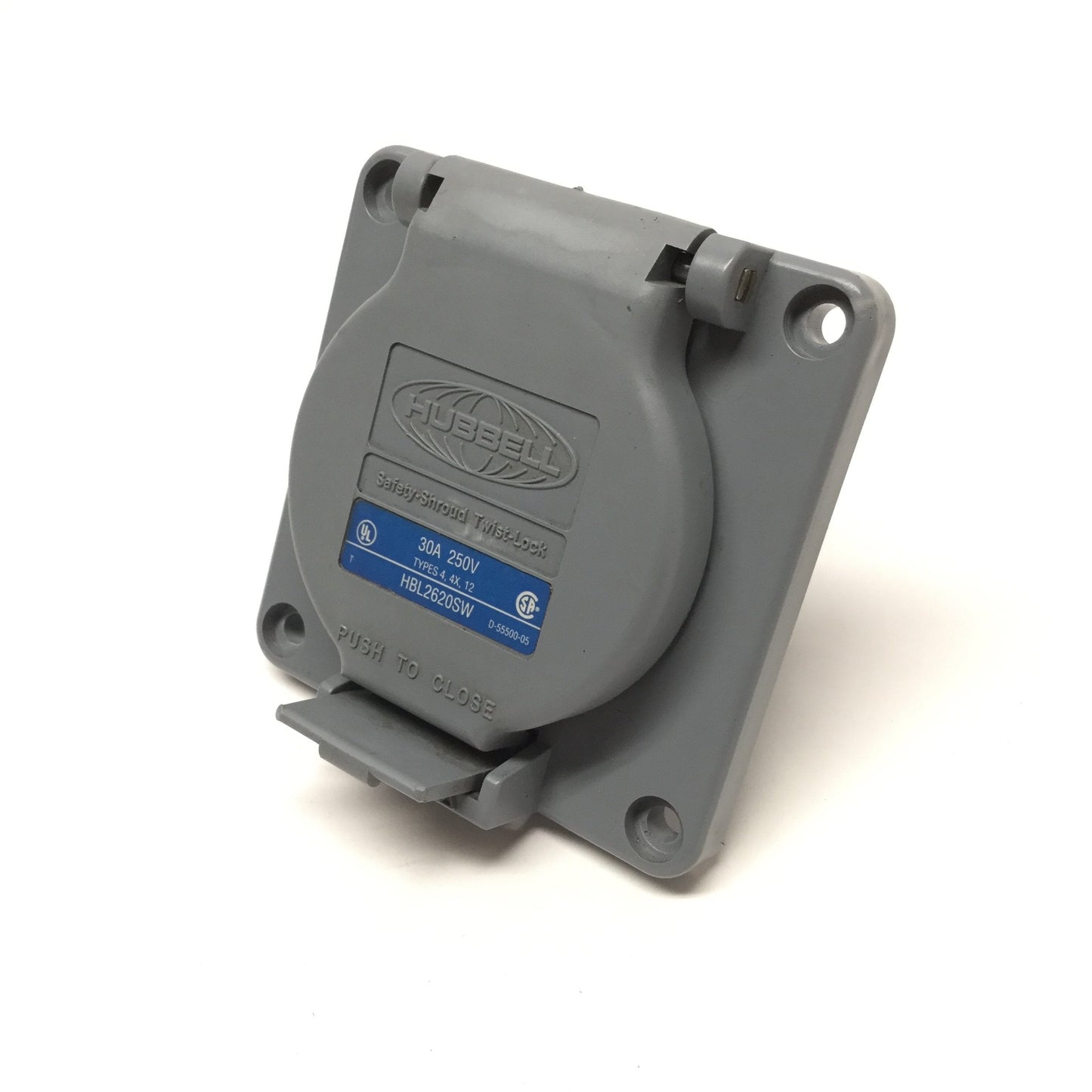 Used Hubbell HBL2620SW Watertight Safety Twist-Lock Receptacle 30A, 2P, 3-Wire L6-30R