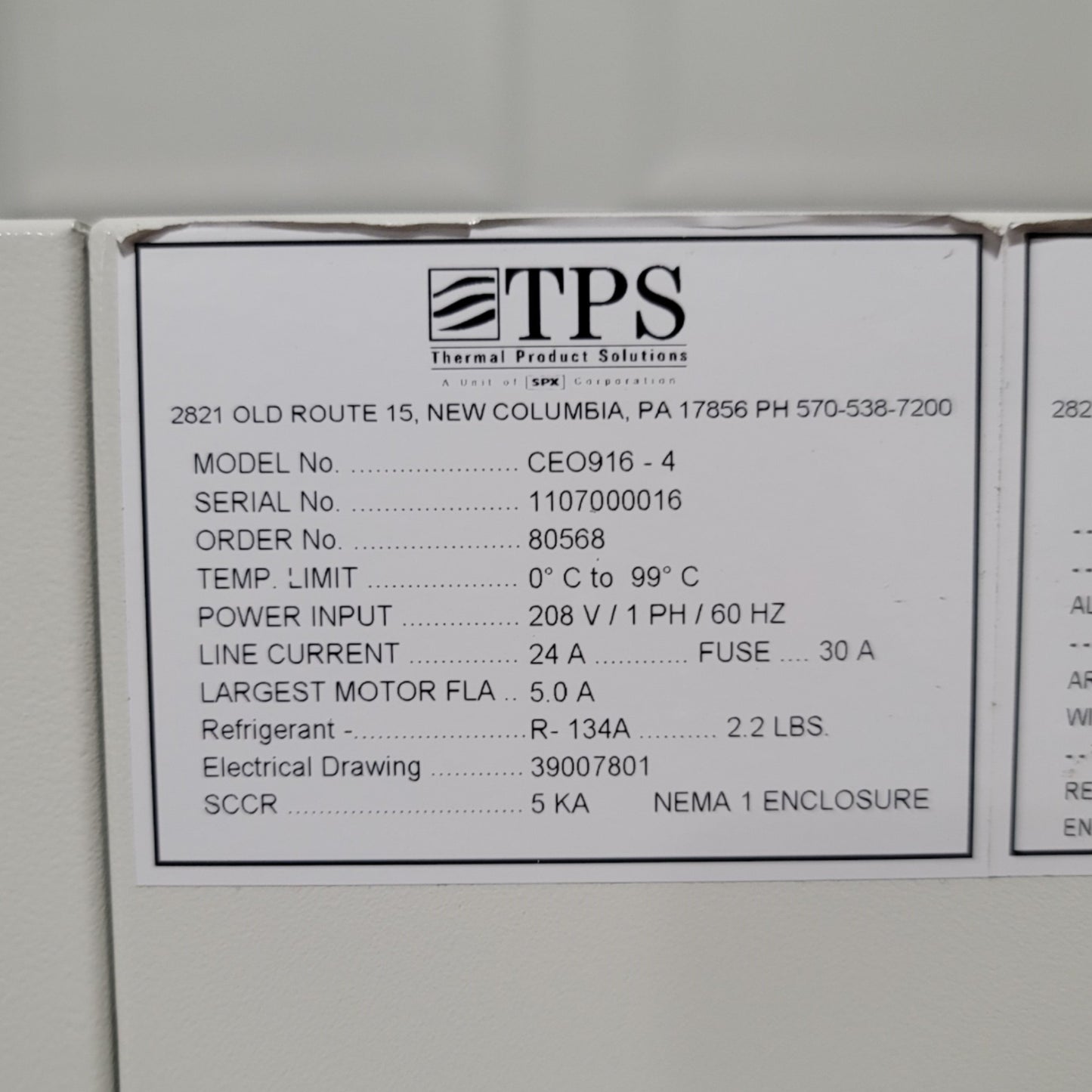 Used Blue M CEO916-4 Steady State Stability Test Chamber 0-99°C ,16CuFt, 208VAC 1-Ph
