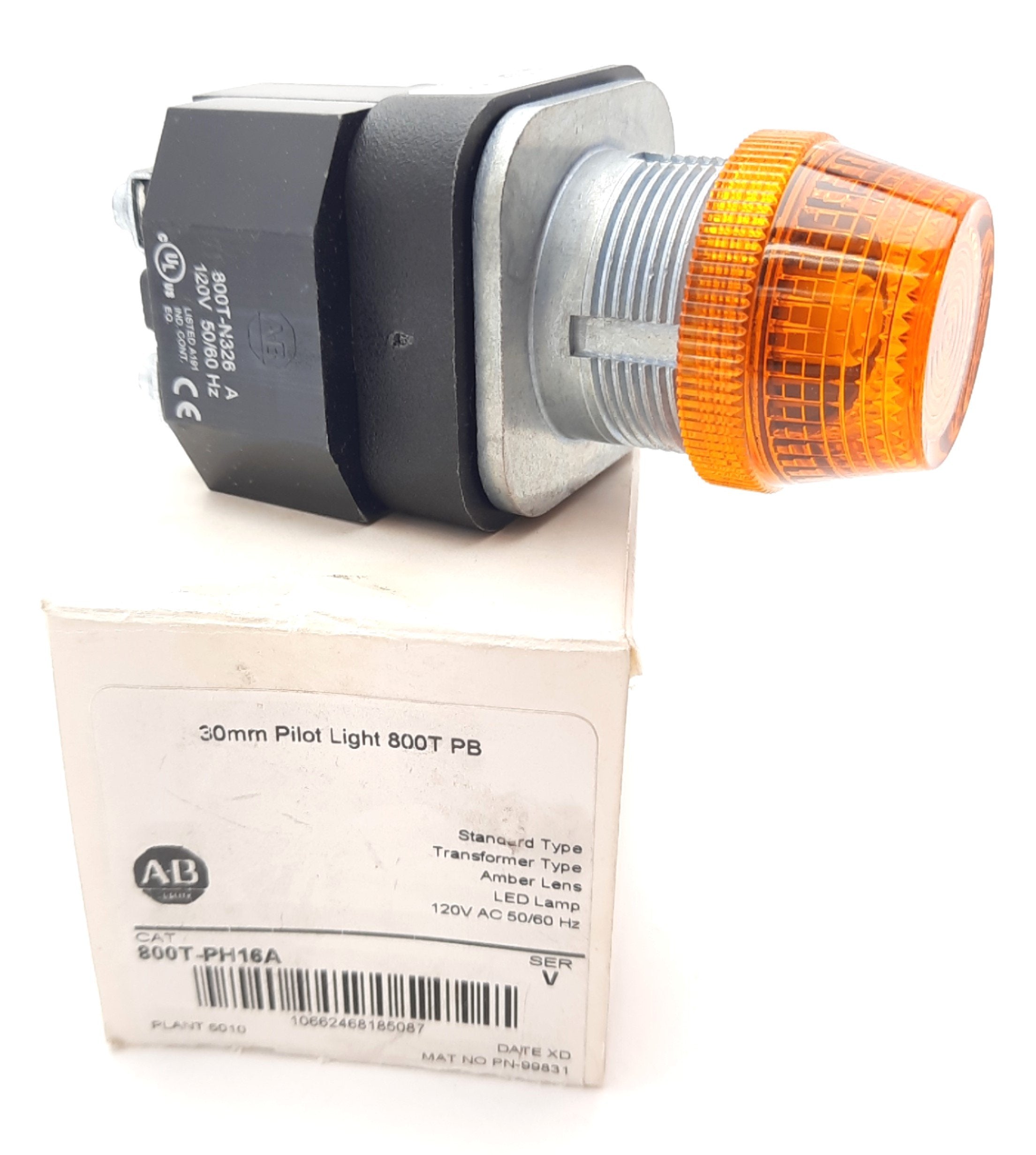 Allen Bradley 800TPH16A LED Pilot Light Amber 30mm 120VAC 1 N.O 1 N.C