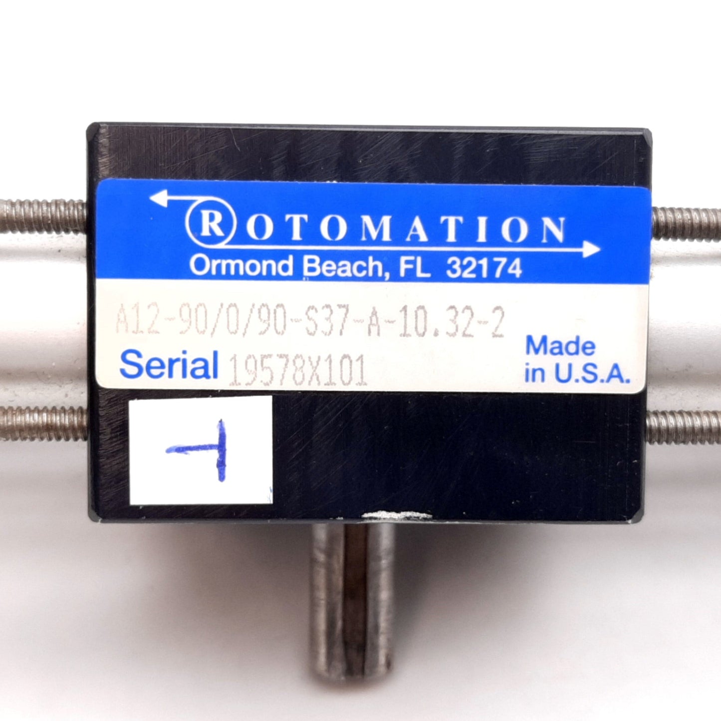 Used Rotomation A12-90/0/90-S37-A-10.32-2 Rotary Actuator, 3-Position, 180°, 10-32