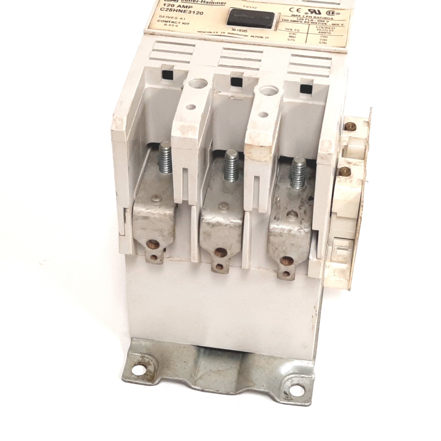 Used Cutler Hammer C25HNE3120 Contactor, 3-Pole, Coil: 220/240VAC, Rating: 120A 600V