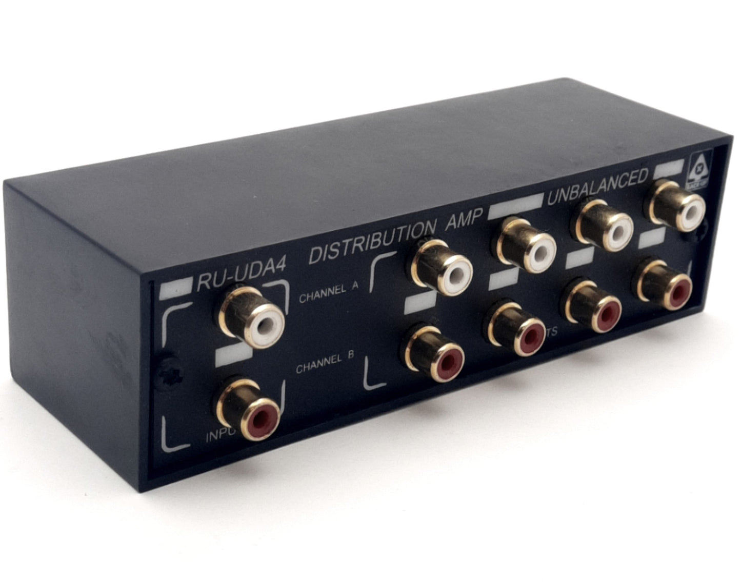 Open box RDL RU-UDA4 Stereo Audio Distribution Amplifier, 8x Phono Jacks 100Ohms Output