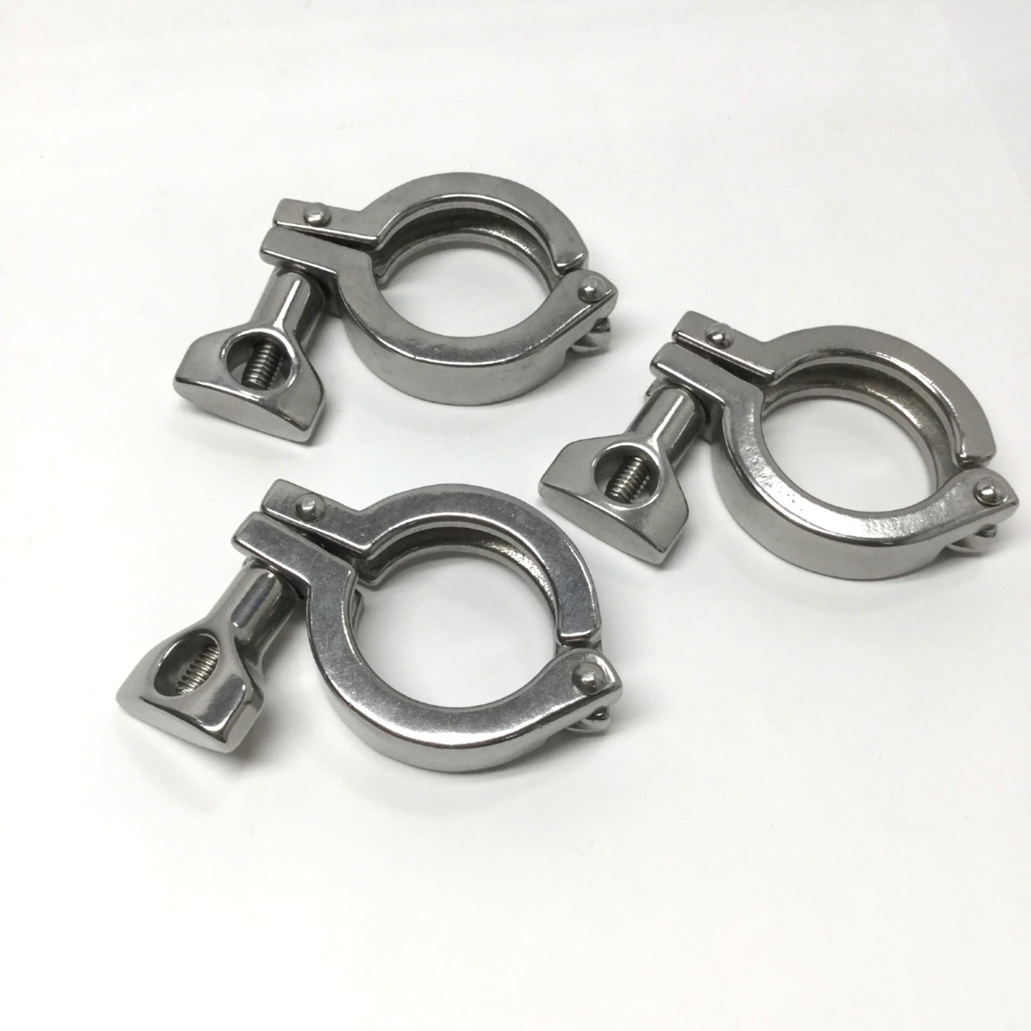 Used Lot of 3 Dixon 13MHHM100-150 1 to 1-1/2" Single-Pin Sanitary Wing Nut Tri Clamps
