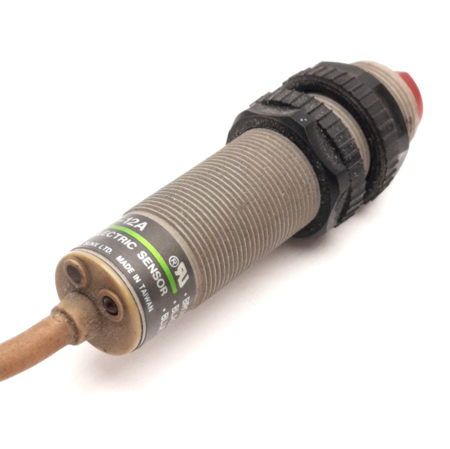 Used SunX CY-12A Reflective Diffuse IR Sensor, 120mm Range, 240V AC, M18 Barrel