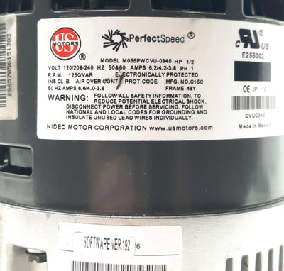 Used Nidec MO55PWCVU-0345 PerfectSpeed HVAC Motor «HP 300-1250RPM 120/240VAC NEMA 48