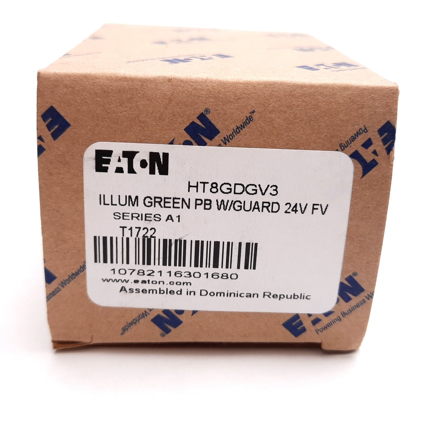 New Eaton HT8GDGV3 Illuminated Pushbutton, Green, Lamp: 24V, With Guard