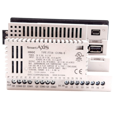 Used Idec FT1A-C12RA-B PLC / HMI Operator Interface, 3.8" Screen, 8x Input, 4x Output
