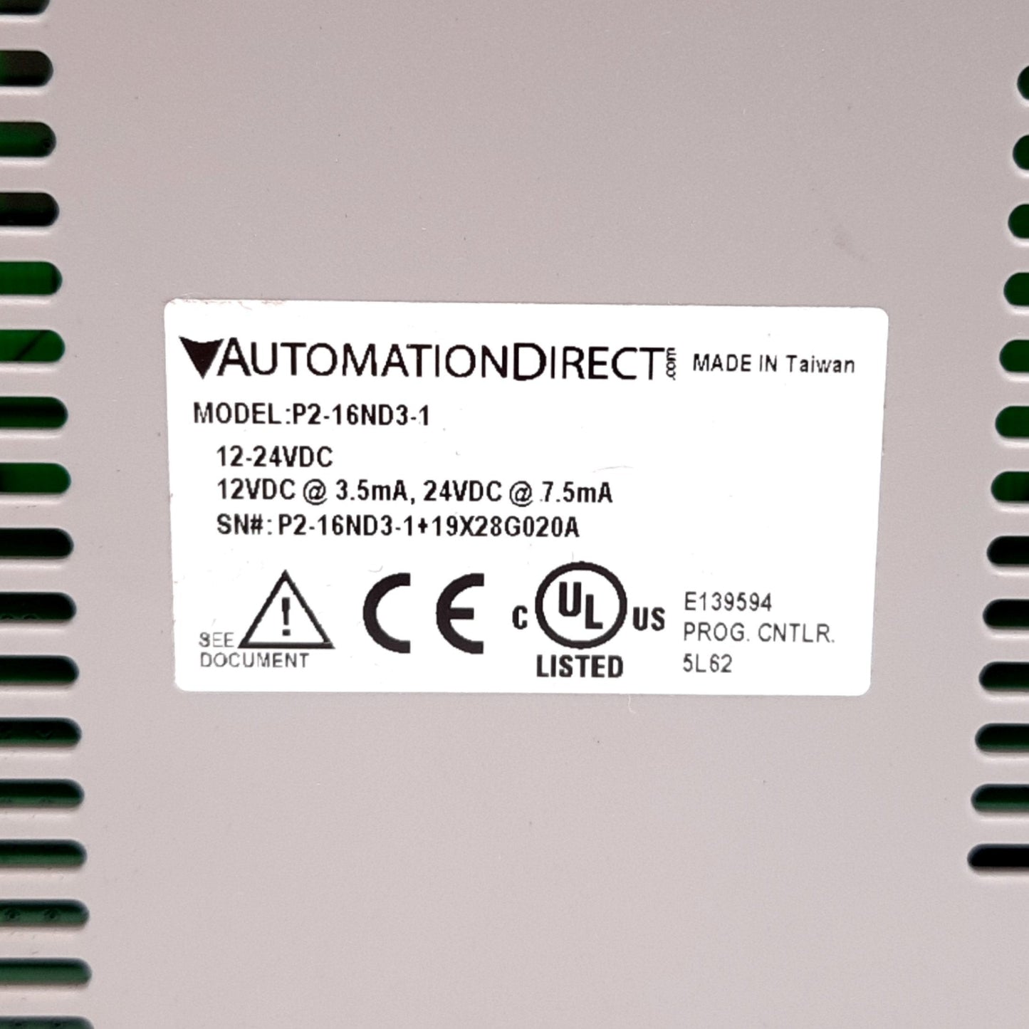 Used Automation Direct P2-16ND3-1 P2000 PLC Input Module, 16-Point 12-24VDC