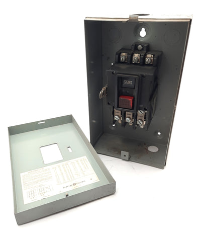 Used General Electric CR1062R2B Manual Starter with Enclosure, 3-Pole, Rating: 600VAC