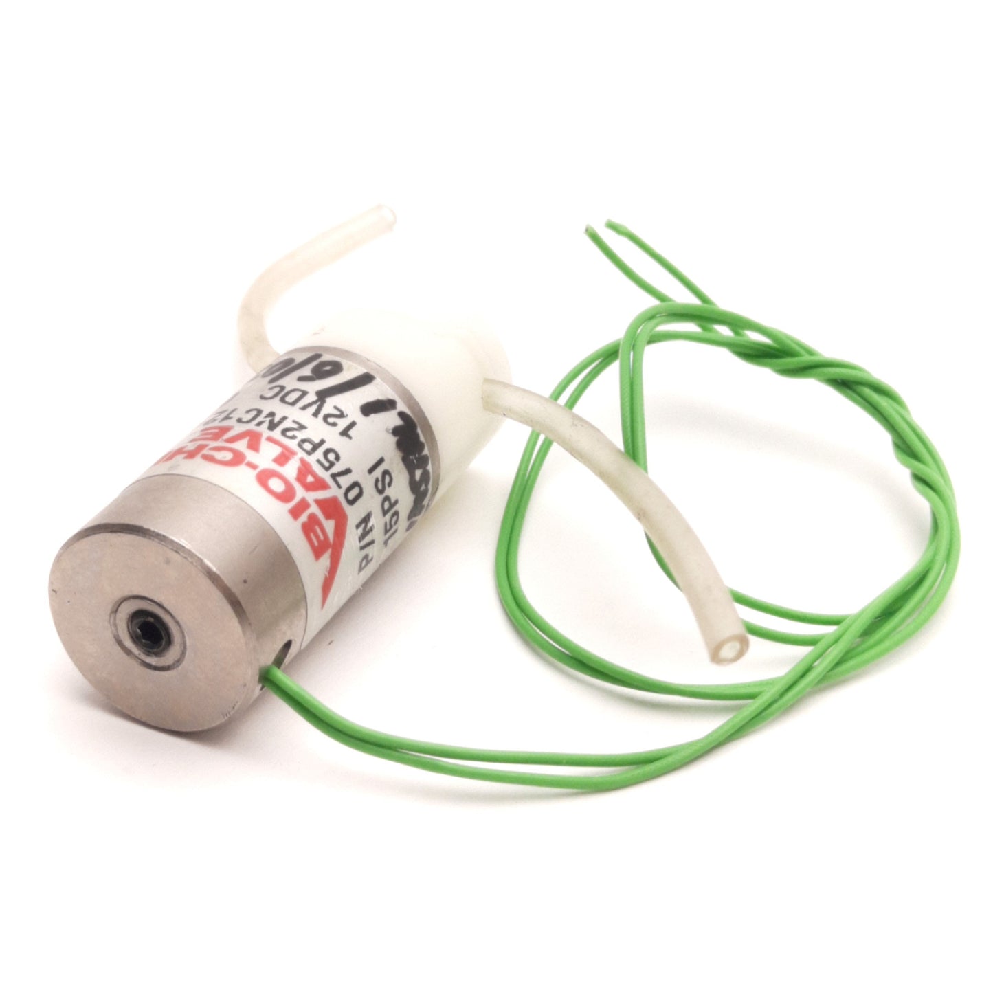 Used Bio-Chem Valves 075P2NC12-02B Pinch Valve, N.C. 2-Way, 12V DC, 1/8" x 1/16" Tube