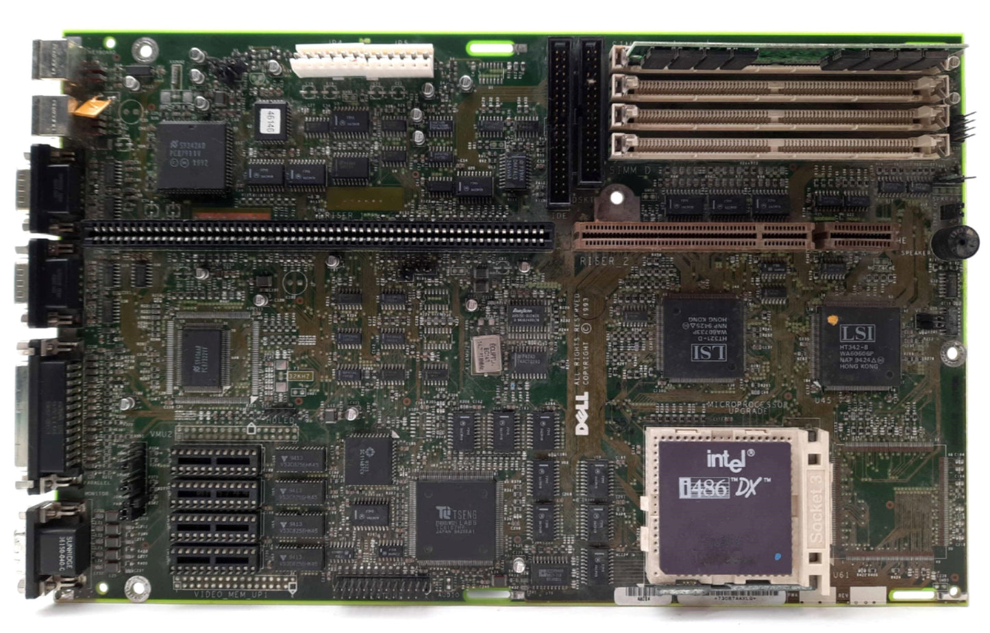 Used Dell 433/MX Motherboard Socket 3 Intel 486 33MHz, 8MB RAM, VGA, 2x COM, Parallel