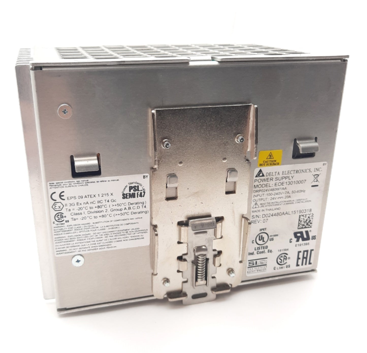 Used Delta Electronics EOE13010007 Power Supply 100-240VAC, 24VDC 20A
