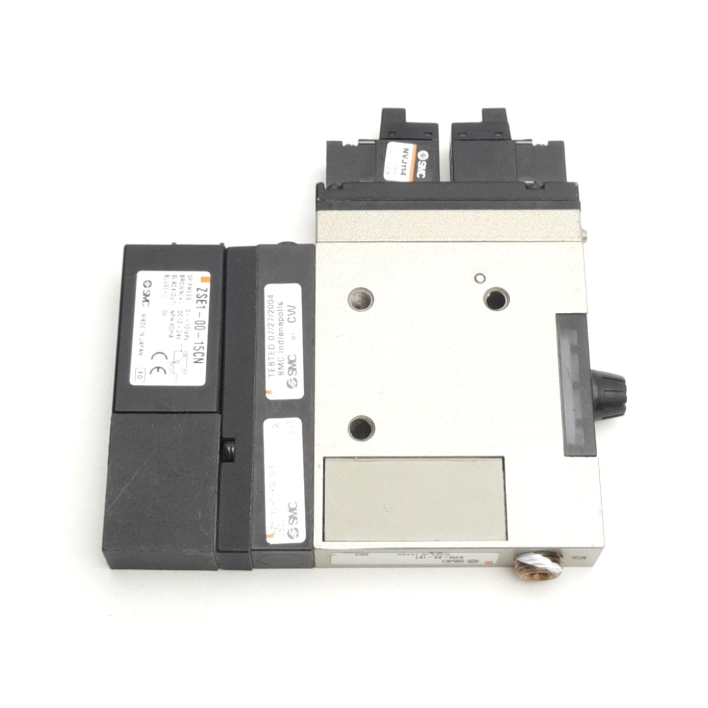 Used SMC NZM131HT-K5LO-E-15CL Vacuum Ejector W/ Switch & Valves, 24V DC, 30 to 80 Psi