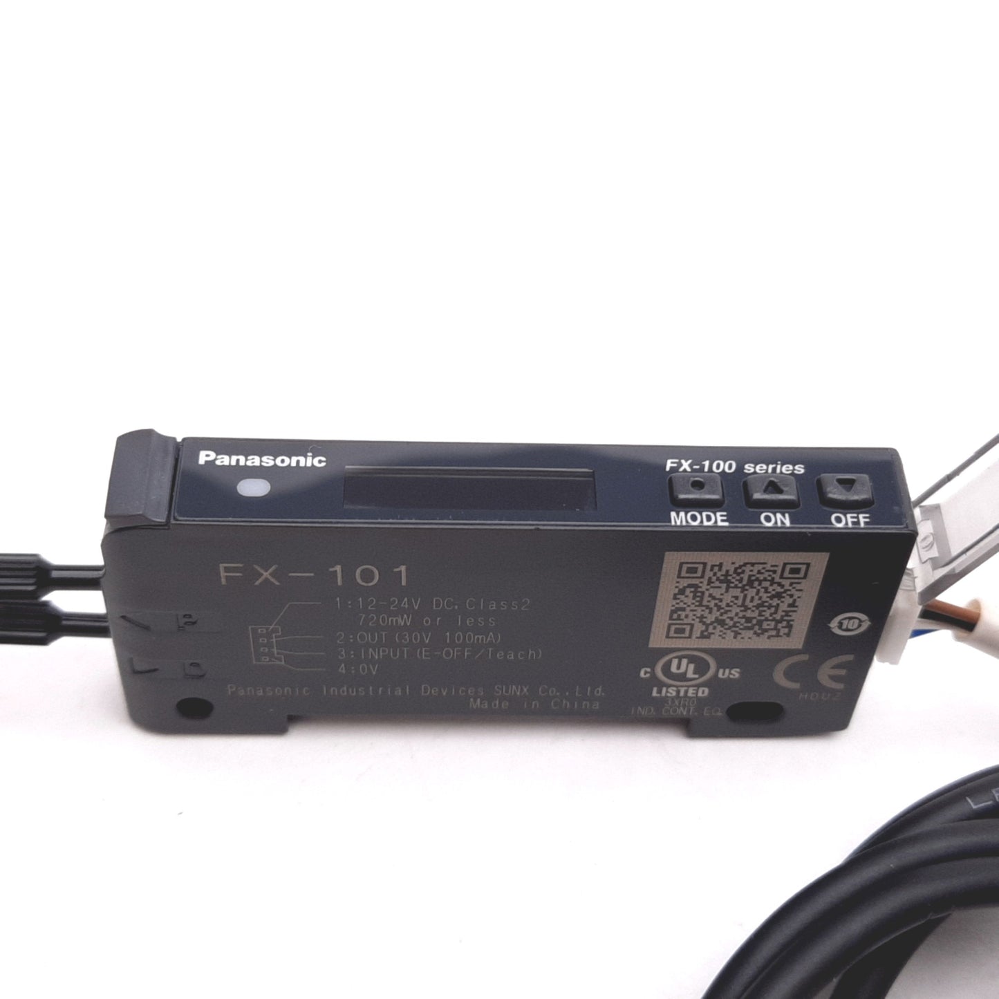 Used Panasonic FX-101 Fiber Optic Sensor, 12-24VDC, NPN, 8-Digit Display