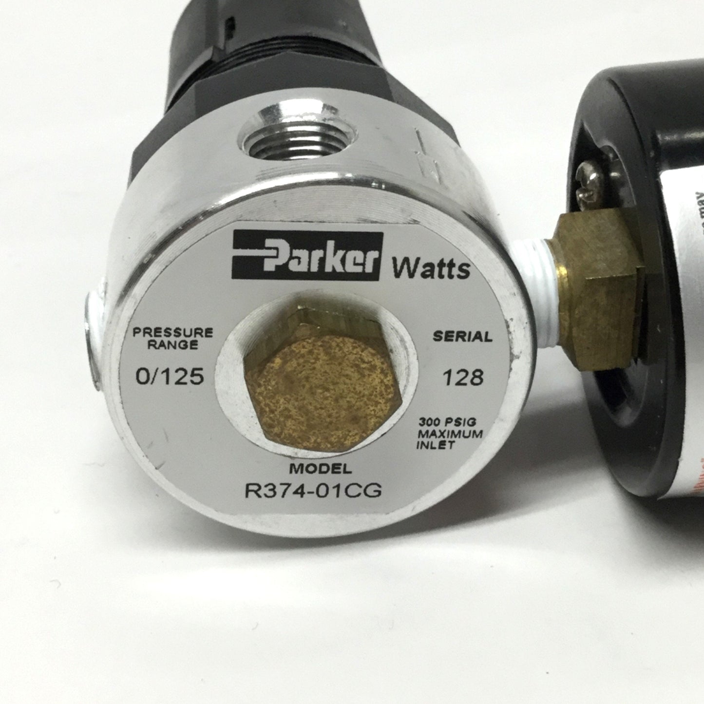 Used Parker Watts R374-01CG Pneumatic Air Pressure Regulator, 0-125psi Out, 1/8" NPT
