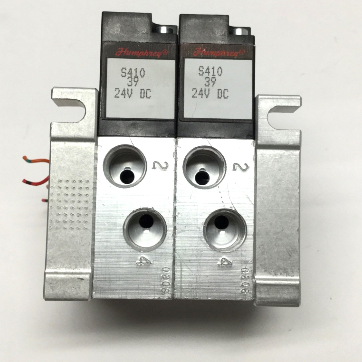 Used Bank of 2 Humphrey S410-39 Stacking Solenoid Valves 2-Pos, 4-Way, 24VDC Coil