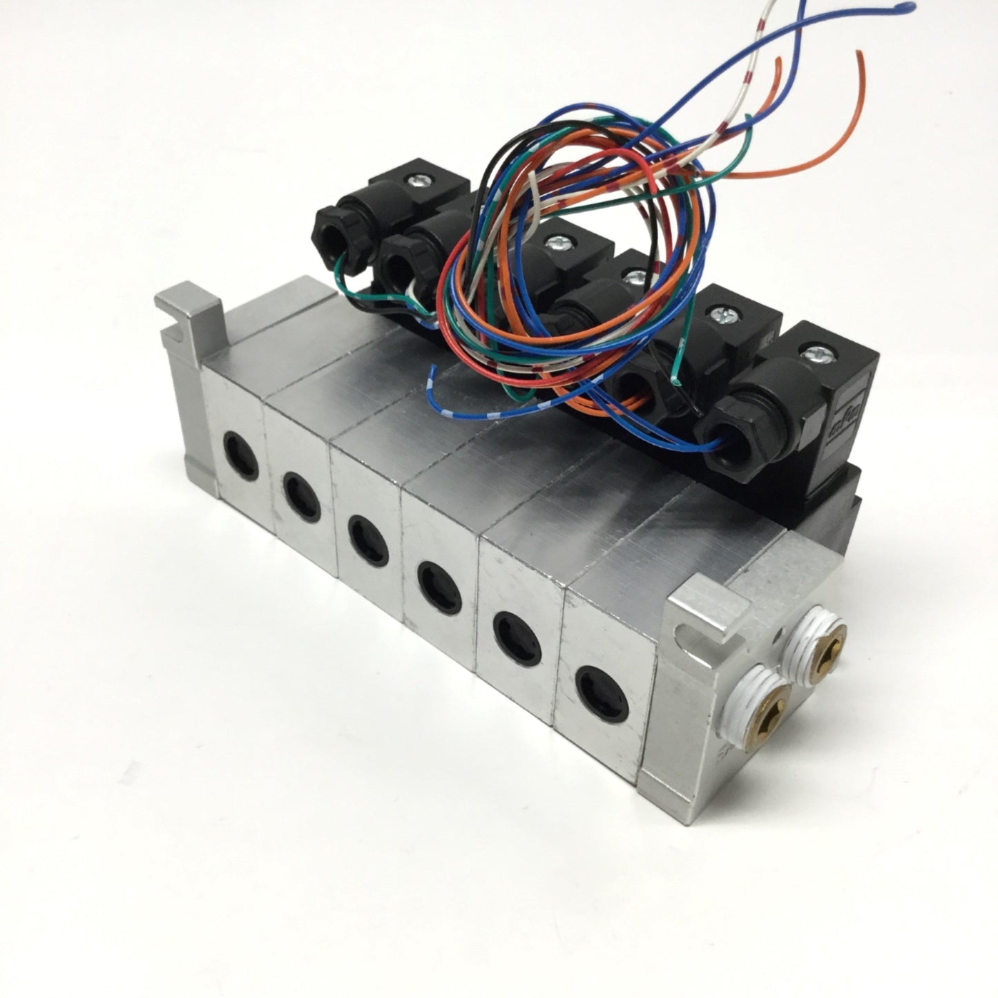 Used Bank of 6 Humphrey S410-39 Stacking Solenoid Valves 2-Pos, 4-Way, 24VDC Coil