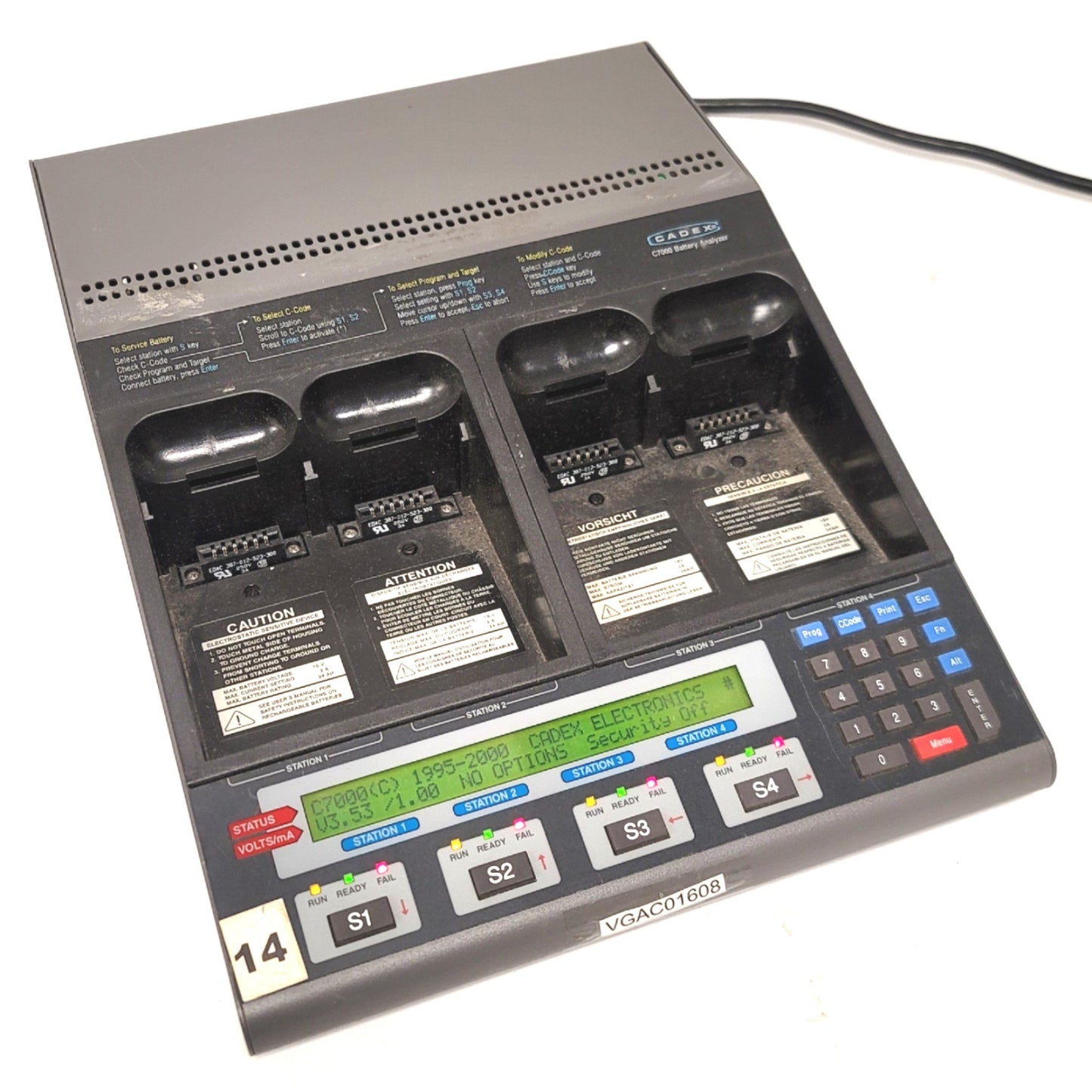 Used Cadex C7000-1 Advanced Battery Analyzer 4-Station, 80W 1.2-16V, 100mA-2A