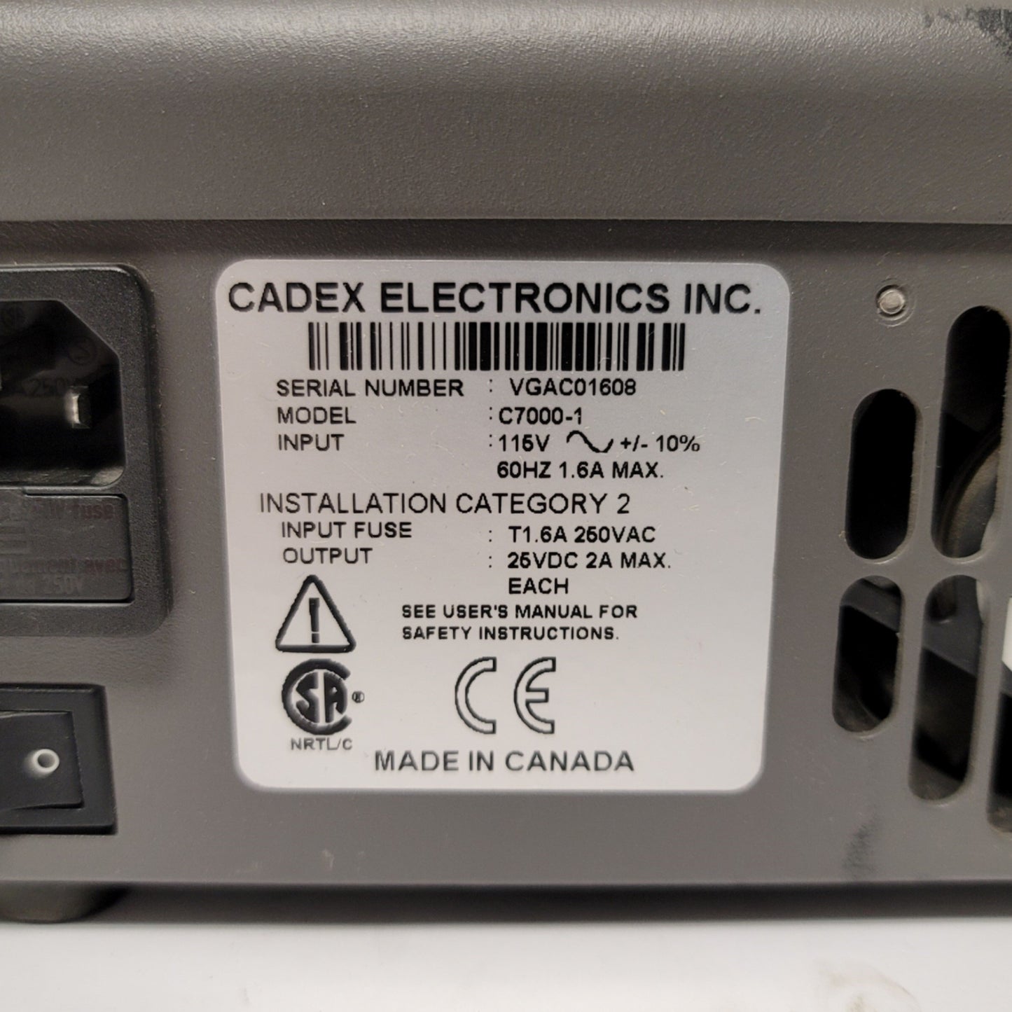 Used Cadex C7000-1 Advanced Battery Analyzer 4-Station, 80W 1.2-16V, 100mA-2A