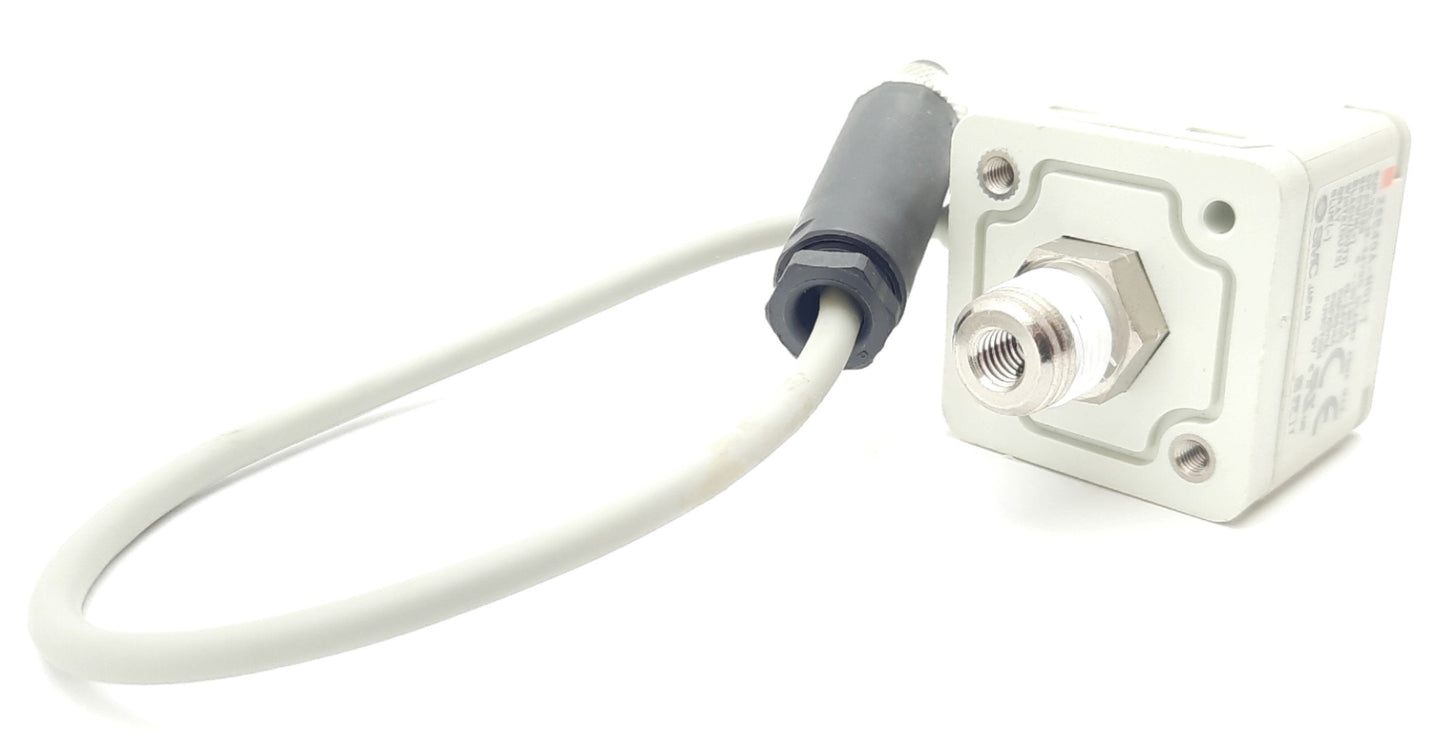 Used SMC ZSE40A-N01-T Vacuum Switch, 0 to -14.69psi, 12-24VDC, PNP, 1/8" NPT