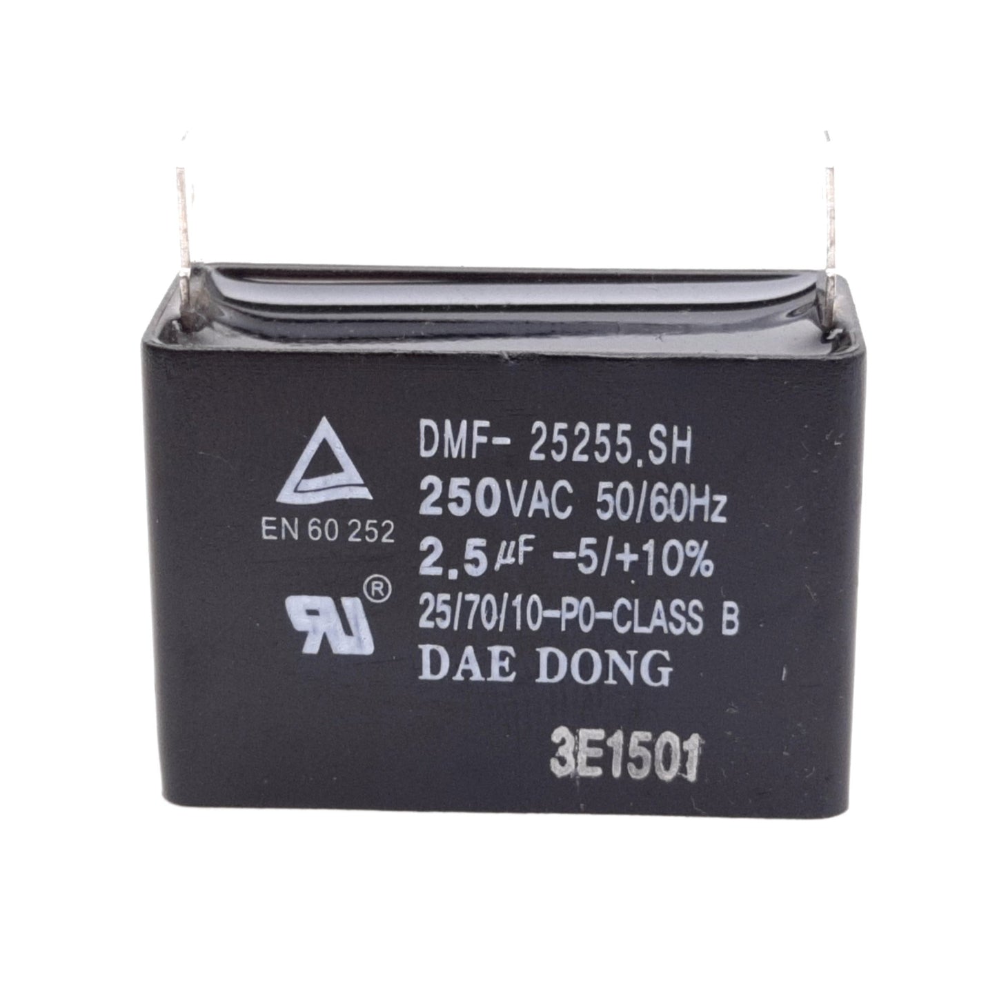 Used Daedong DMF-25255.SH Capacitor, Rating: 250VAC 50/60Hz 2.5µF
