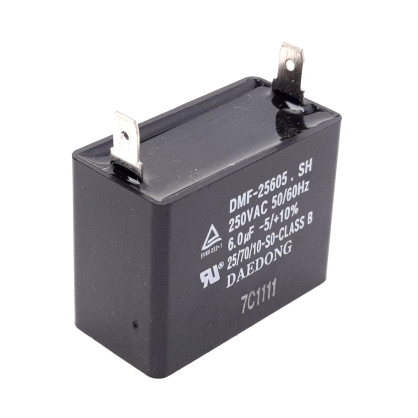 Used Daedong DMF-25605.SH Capacitor, Rating: 250VAC 50/60Hz 6.0µF