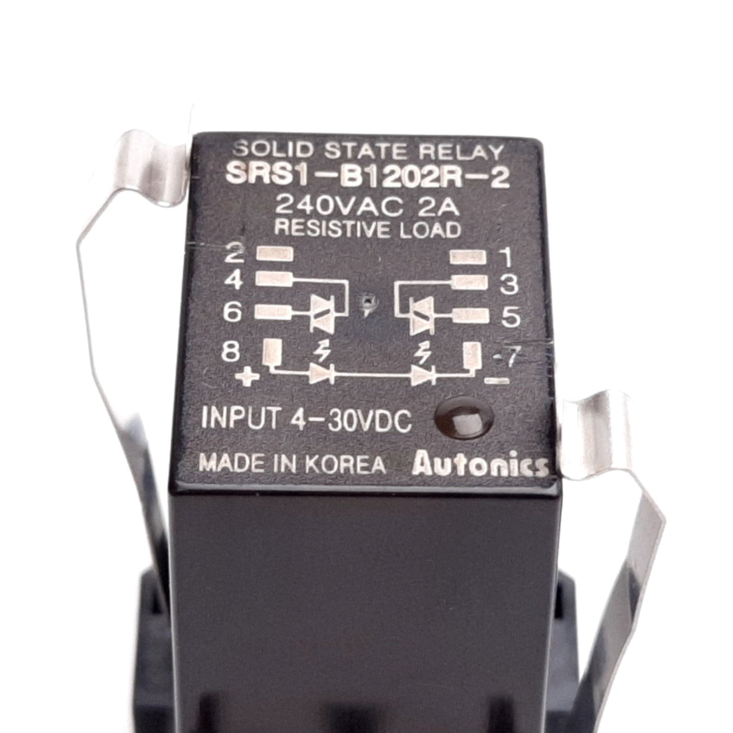 Used Autonics SRS1-B1202R-2 Relay, DPDT, Coil: 4-30VDC, Rating: 240VAC 2A, W/ Socket