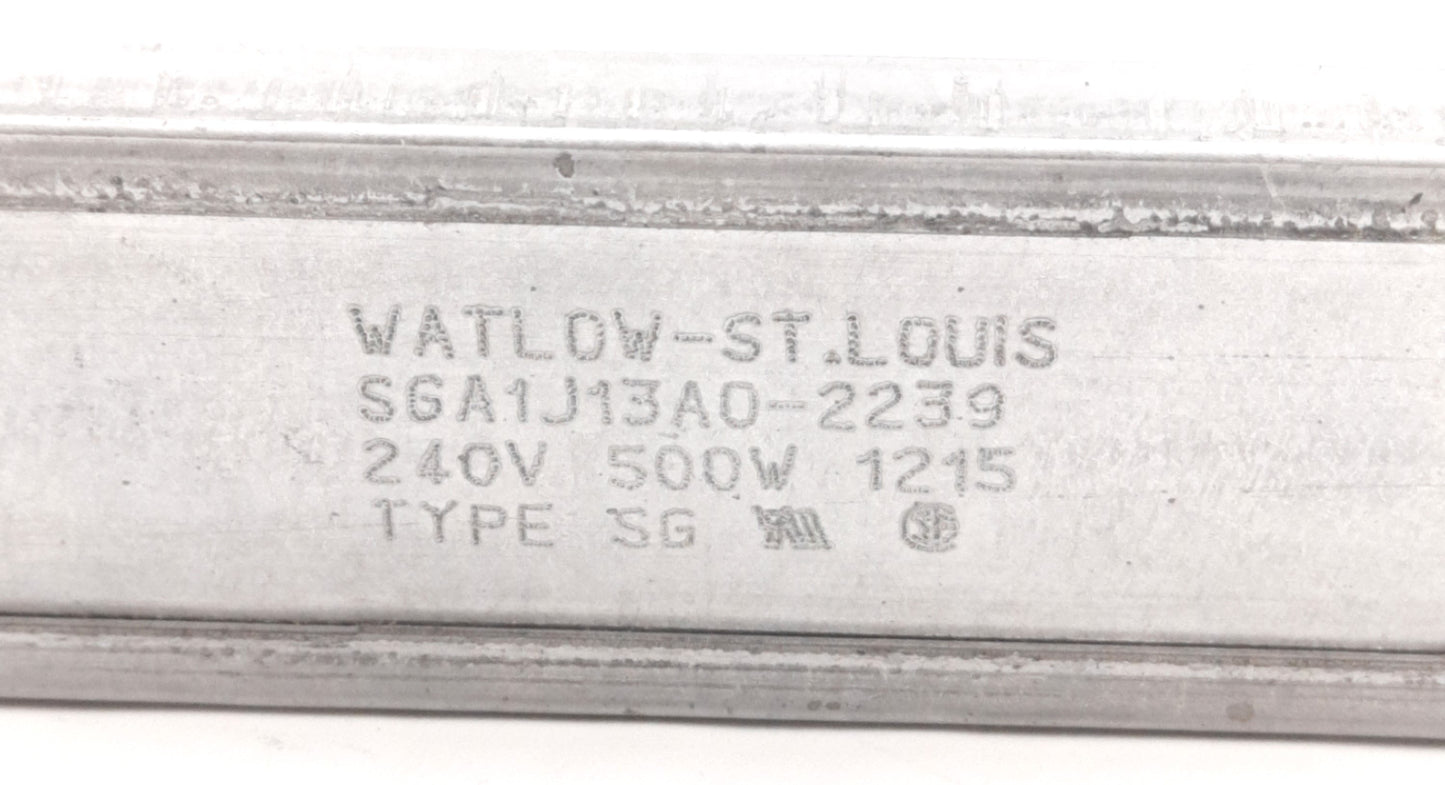 Used Watlow SGA1J13A0-2239 High Temp Clamp On Strip Heater, 500W, 240V AC, 13" Length