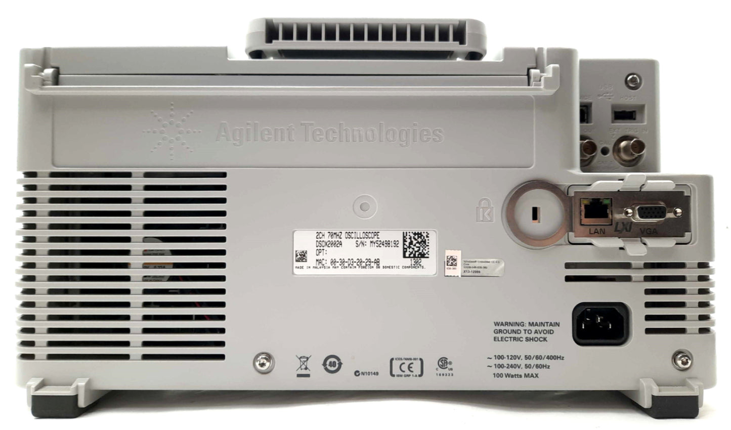 Used Agilent DSO-X 2002A Digital Oscilloscope 2-Channel 70MHz 2GSa/s LAN VGA 100-240V