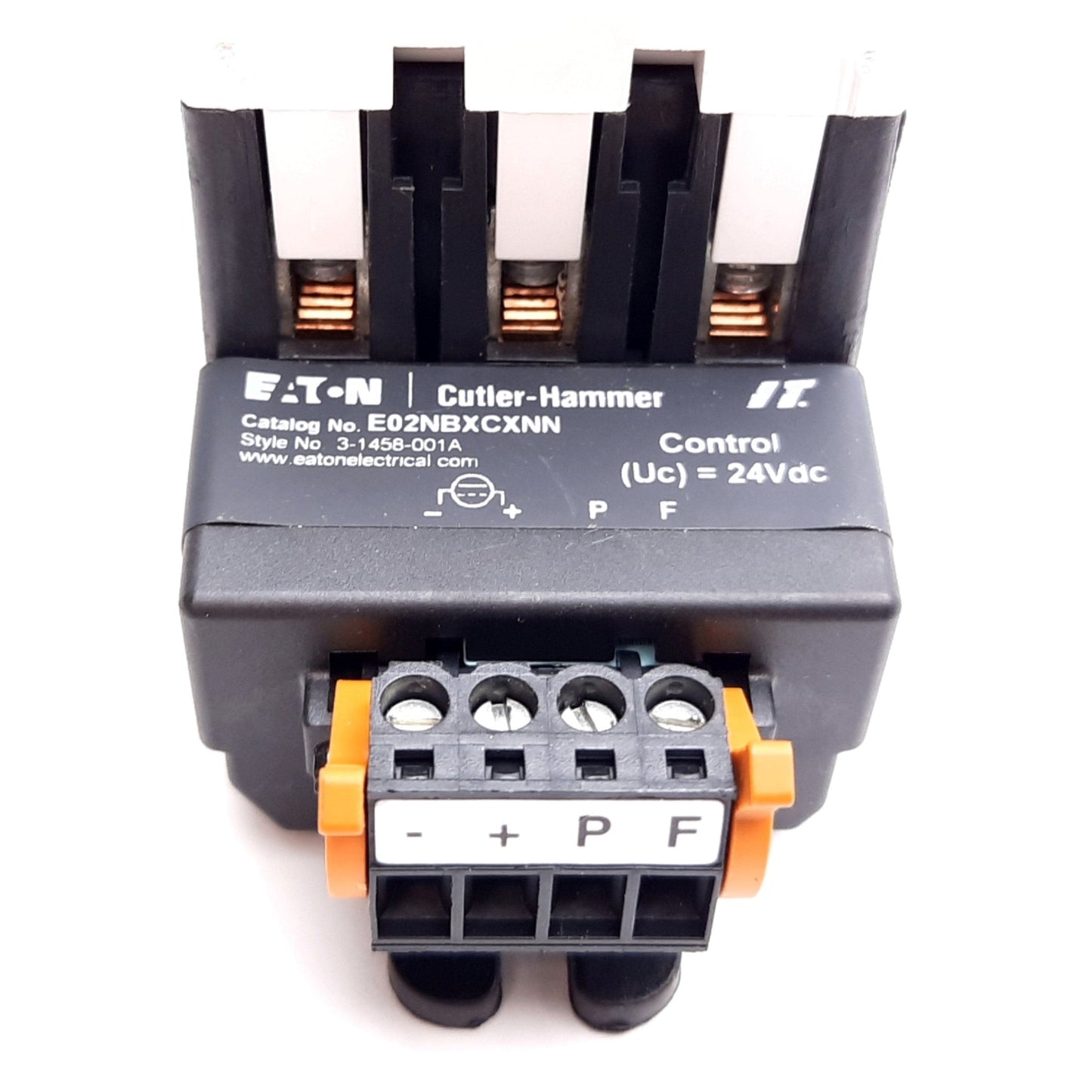 Used Eaton E04NB18X3N Contactor, 3-Pole, 600VAC 18A, E02NBXCXNN Coil: 24VDC