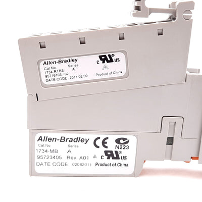 Used Allen Bradley 1734-MB PLC Mounting Base, With 1734-RTBS Terminal Block