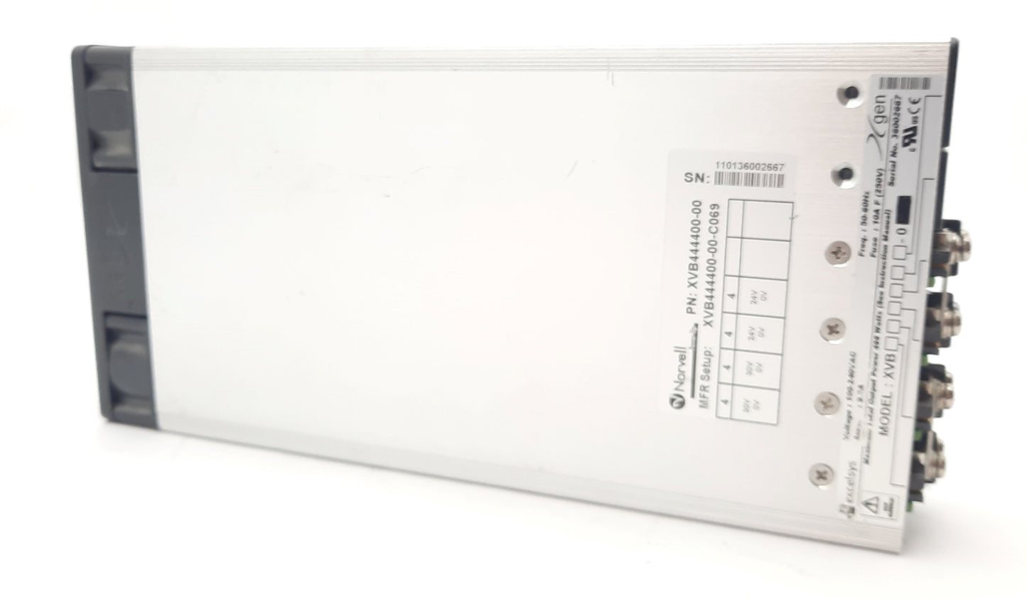 Used Excelsys XVB444400-00-C069 Power Supply, 6-Slot, 4x 24VDC 10A, 100-240VAC 9.5A