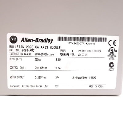 Used Allen Bradley 2093-AM01 Kinetix 2000 Servo Drive Axis Module, 6A Output