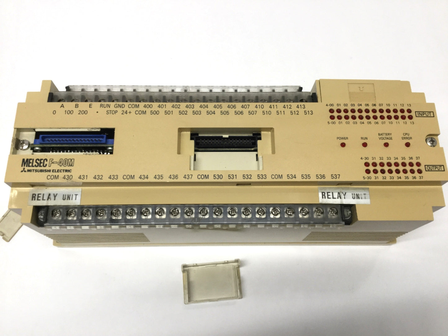 Used Mitsubishi F-40MR-U PLC Programmable Controller 24 In/16 Out Relay, 110/120VAC