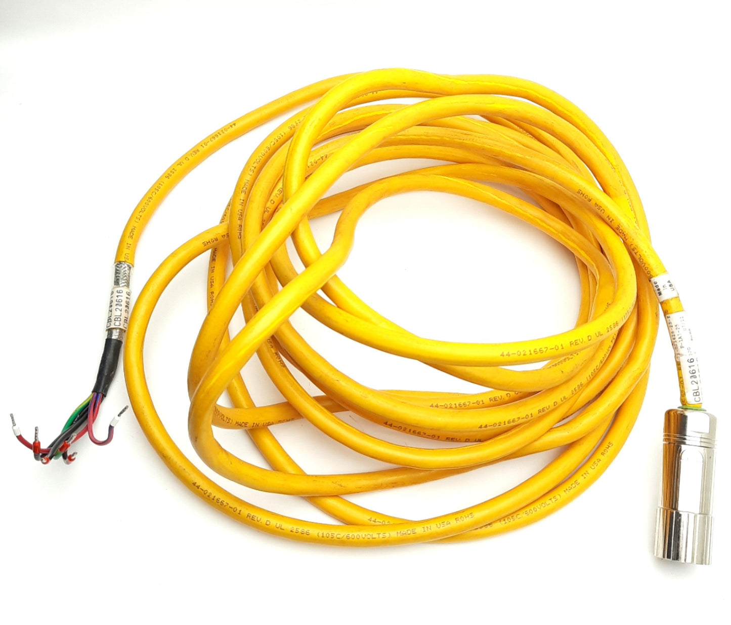 Used Parker 71-021626-25-E PS Shielded Power Cable for Servo Motor Length 25 Feet