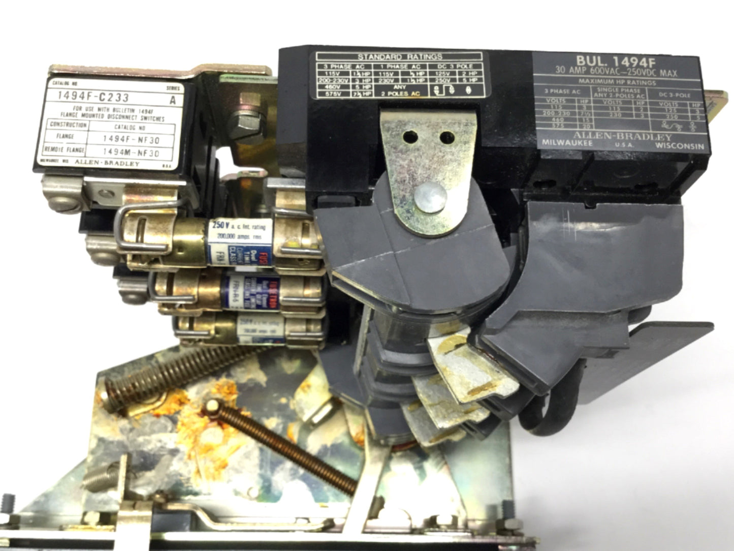 Used Allen Bradley 1494F-NF30 Fusible Disconnect Switch w/ C233 Class H Fuse Block