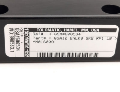 Used Tolomatic GSA12 BNL08 SK2 RP1 LB Guided Electric Actuator, 2" Stoke, 0.2" Lead