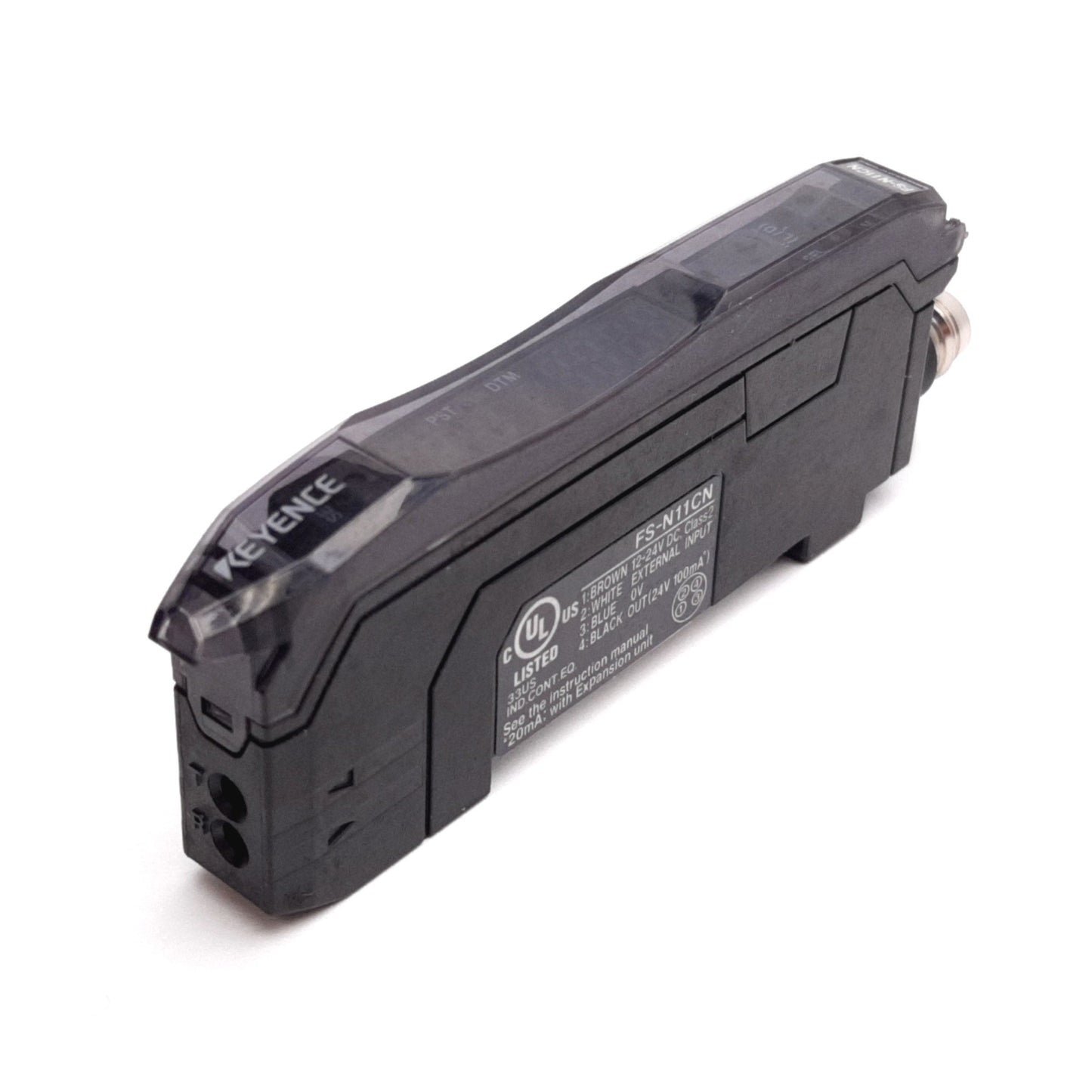 Used Keyence FS-N11CN Fiber Optic Sensor Amplifier, NPN, 12-24VDC, 20mA, 4-Pin M8